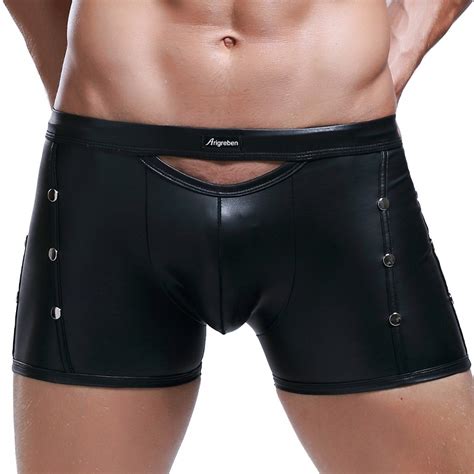 Underwear Men Sexy Men S Faux Leather Leather Like Underwear Boxer Black Golden Silver Blue Blue
