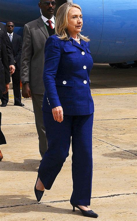 In The Navy From Hillary Clintons Colorful Pantsuits E News