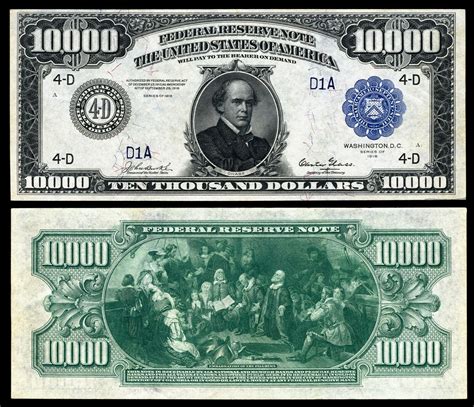 Us 10000 Dollar Bill Series 1918 Large Size With Blue Seal Replicas