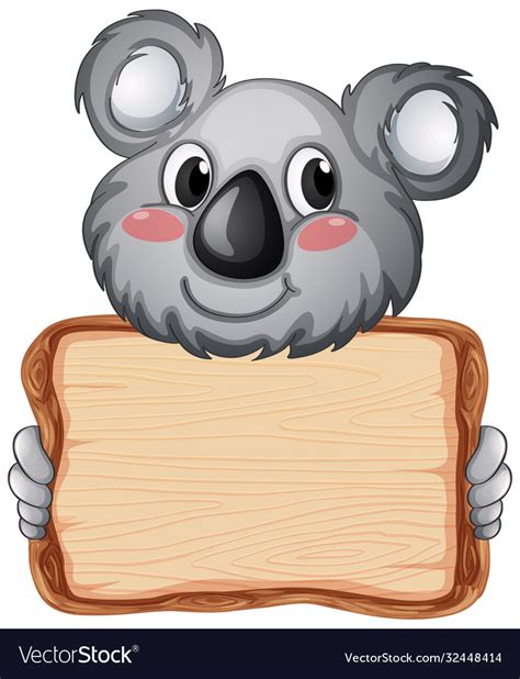 Board Template With Cute Koala On White Background