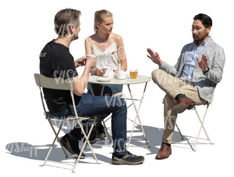 Cut Out Group Of Three People Sitting In A Cafe And Talking Vishopper