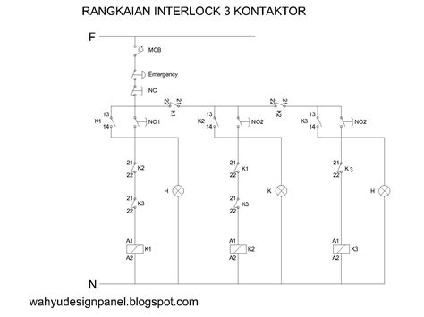 Rangkaian Panel Listrik Kontrol And Utama Interlock 3 Kontaktor Fersi