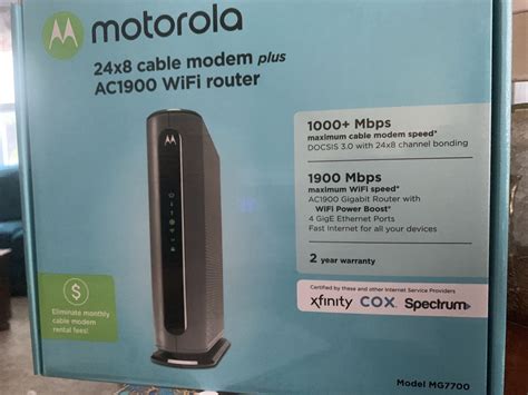 Motorola Mg7700 Cable Modem 24x8 Ac1900 Wifi Dual Band Router Xfinity