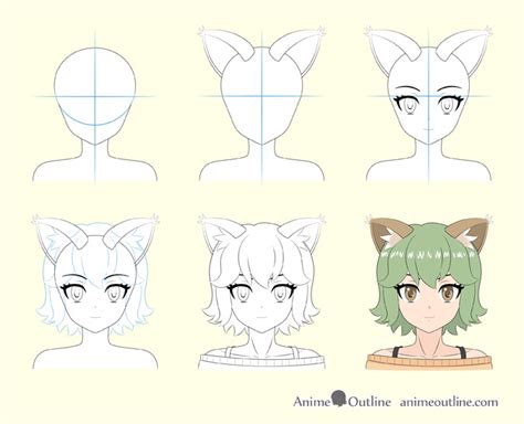 How To Draw Anime Cat Girl Ears Step By Step Animeoutline Anime