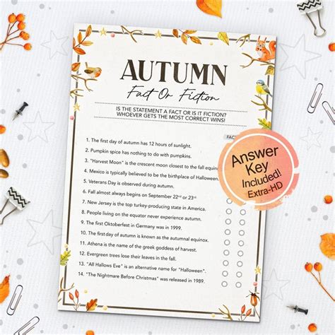 autumn fact or fiction game fall true or false printable etsy canada in 2022 fall games
