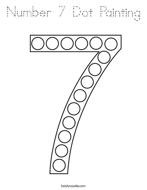 Number 7 Dot Painting Coloring Page Tracing Twisty Noodle
