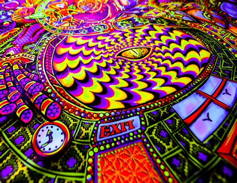 Psychedelic Uv Blacklight Tapestry Salvia Droid Wall Hanging Etsy Uk