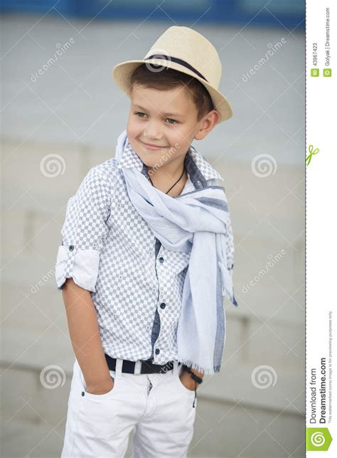 Cute Boy Happy Kid Outdoors Stock Image Image Of Fashionable Model