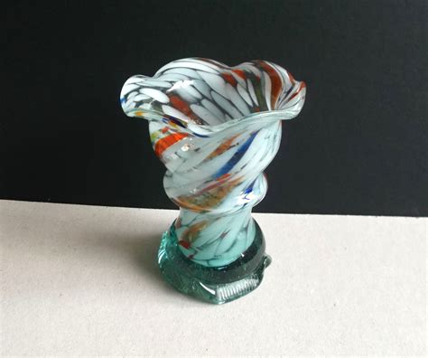 Murano Style With Colored Swirl Stripes Handmade Vase Flower Vases Glass Vase