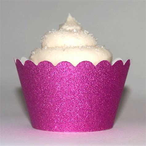 Platinum Glitter Reusable Cupcake Wrappers Cherry Blossom Pink