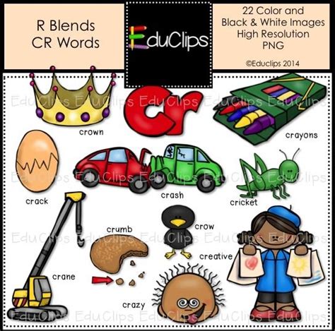 Scottish and welsh names also show up a lot throughout the united states because of our country's early immigration history. R Blend CR Words Clip Art Bundle (Color and B&W) | Welcome ...