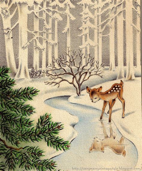 Very Merry Vintage Syle Vintage Deer Illustrations For You