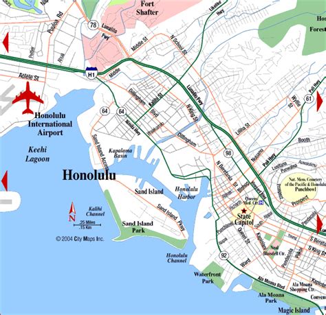 Map Of Honolulu Hawaii Travelsmapscom