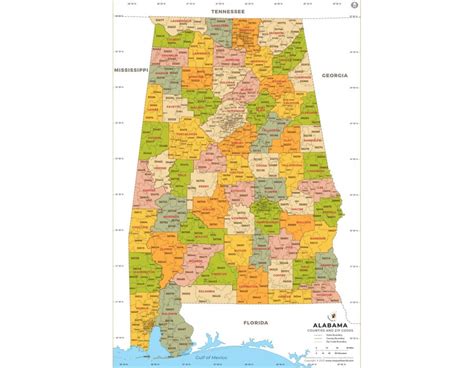 Buy Alabama Zip Code Map With Counties Online