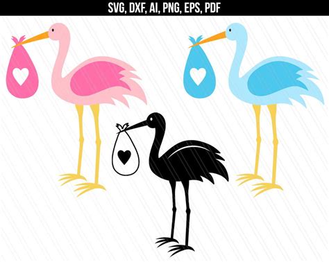 Download Stork baby svg, Baby shower svg, Nursery vector, Stork svg ...