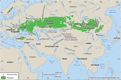 Eurasian Steppes Extent Of The Eurasian Steppes The Horse The