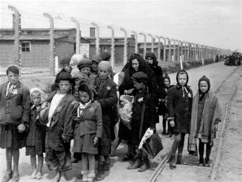 The auschwitz concentration camp (german: Birkenau, Poland, Jewish mothers and their children ...