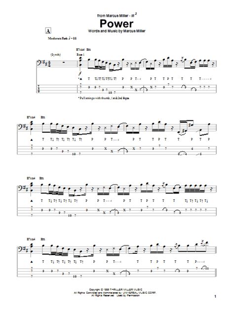 Power By Marcus Miller Bass Tab Guitar Instructor