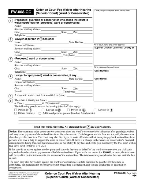 Form FW008GC  Fill Out, Sign Online and Download Fillable PDF