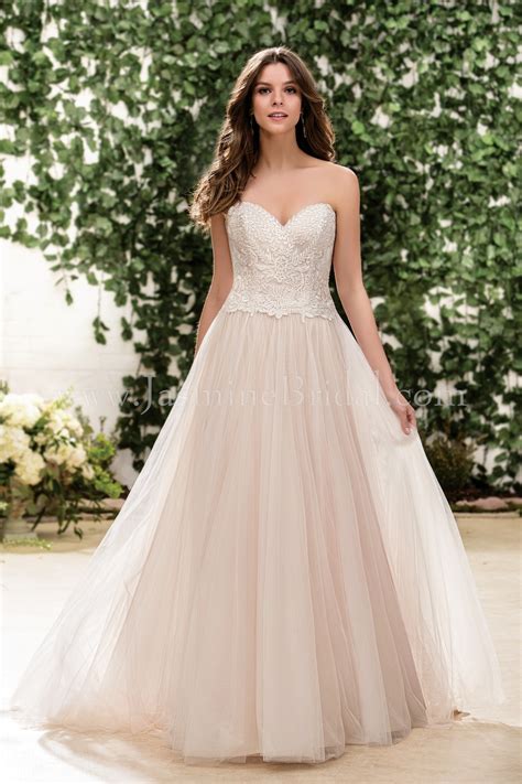 Semi formal wedding attire for guests. F181056 Sweetheart Strapless Embroidery Lace & English Net ...