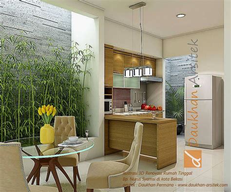 Biasanya ruang makan dibuat di dekat dapur agar lebih mudah saat menyajikan makanan. interior ruang makan dan dapur minimalis. lokasi : di kota ...