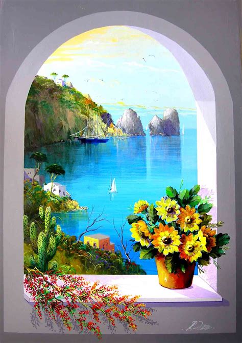 Capri Italy Watercolor Zaccardelli Big Oil Painting
