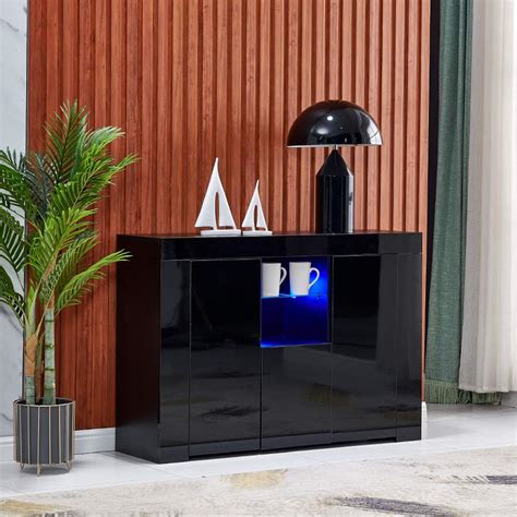 Buy Homesailing Black High Gloss Kitchen Sideboard Cupboard With Led