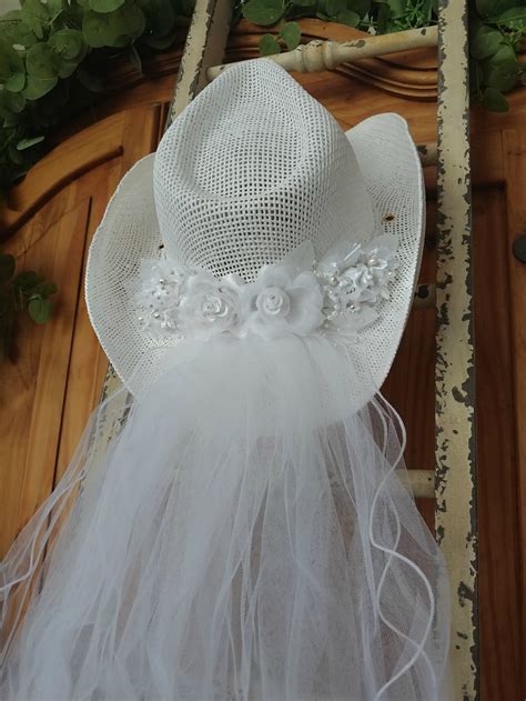 Cowgirl Hat Bridal Cowgirl Ceremony Hat Western Wedding Rustic Etsy