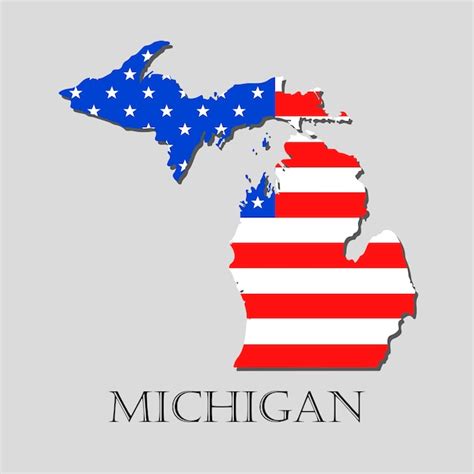 Premium Vector Map Of The State Of Michigan And American Flag