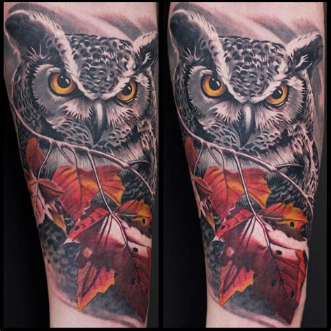 Black And Grey Color Owl Tattoo By Remis Remistattoo Realism