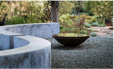 See photos & design ideas in your area. serpentine concrete sitting wall, small water feature ...