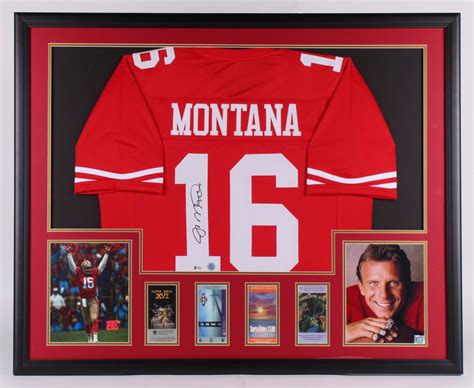 Joe Montana Signed San Francisco 49ers 345x425 Custom Framed Jersey