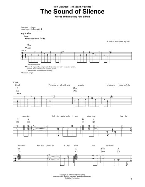 The Sound Of Silence Guitar Rhythm Tab Print Sheet Music Now