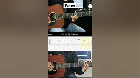Yellow Coldplay Easy Guitar Lessons Tab Guitar Tutorial Shorts