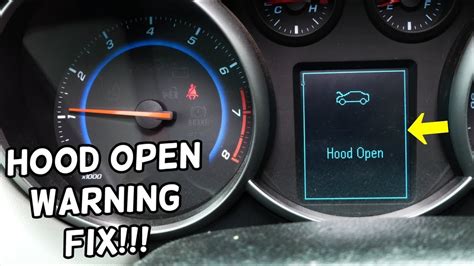 Pull or press it and it should lift the hood 1 to 2 inches (2.5 to 5.1 cm) without completely disconnecting it from the latch. HOOD OPEN WARNING BUT THE HOOD IS CLOSED - YouTube