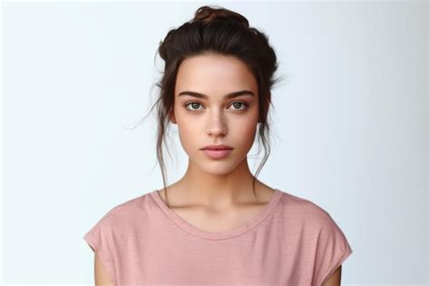 Premium Ai Image Beautiful Serious Brunette Woman Focused At Camera