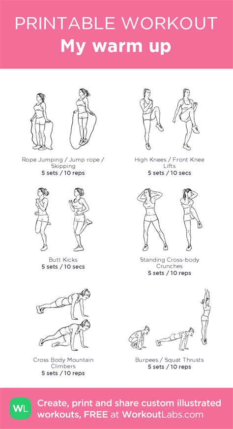 My Warm Up Reps And Sets Printable Workouts Workout Warm Up