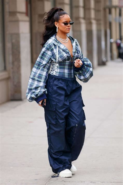 Rihanna Wears A Corset And Oversize Cargo Pants In New York City