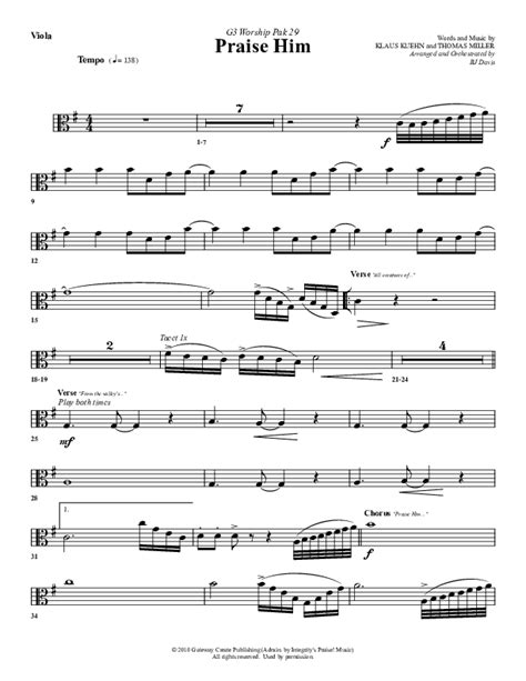 Praise Him Viola Sheet Music Pdf G3 Worship Praisecharts
