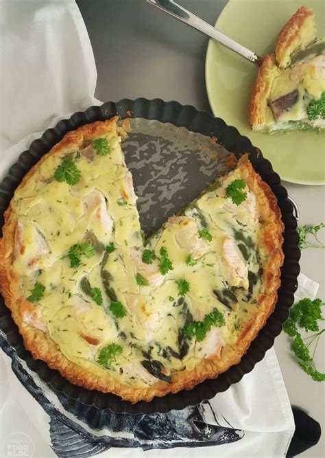 Quiche met groene asperges en zalm