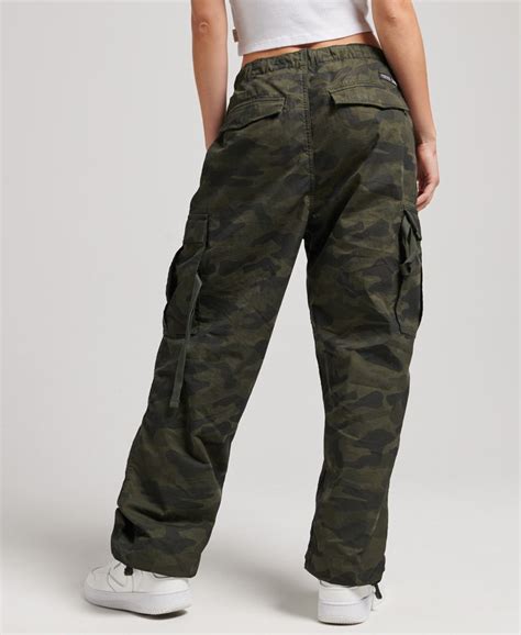 Womens Organic Cotton Parachute Grip Pants In Overdyed Camo Superdry Uk