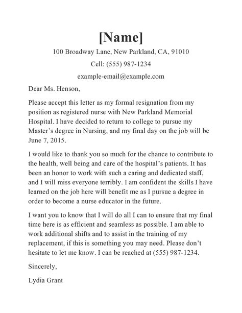 29 Best Nursing Resignation Letters And Samples Templatearchive