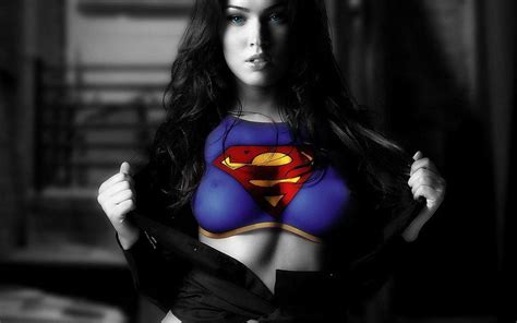 Supergirl Megan Fox Showing Off Super Woman Dress Megan Fox Wallpaper