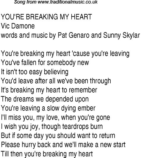 Top Songs 1949 Music Charts Lyrics For Youre Breaking My Heart