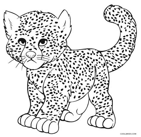 Cute Baby Cheetah Coloring Page Clip Art Library