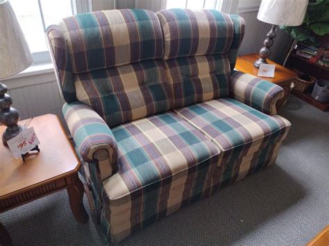 Plaid Reclining Lazboy Loveseat Roth And Brader Furniture