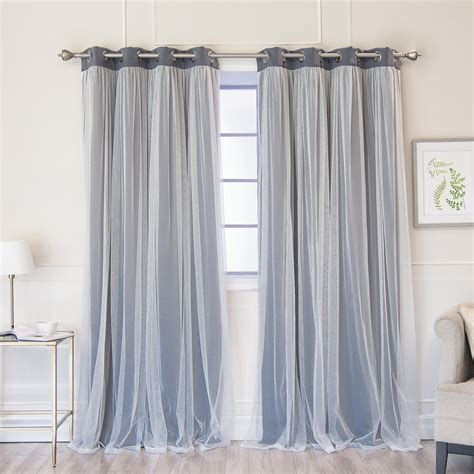 Aurora Home Gathered Tulle Overlay Blackout Curtain Panel Pair