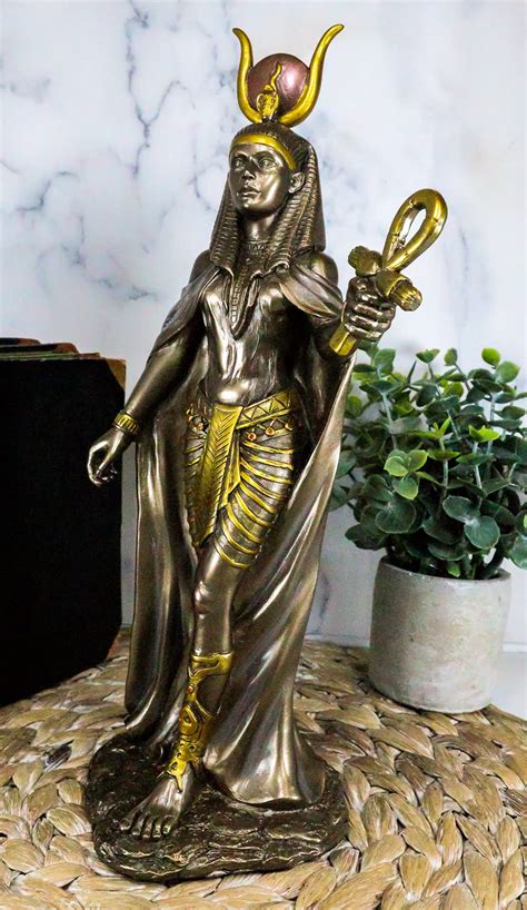 Buy Ebros Egyptian Deity Goddess Hathor Holding Ankh Statue 11 Tall Patroness Of Motherhood Joy