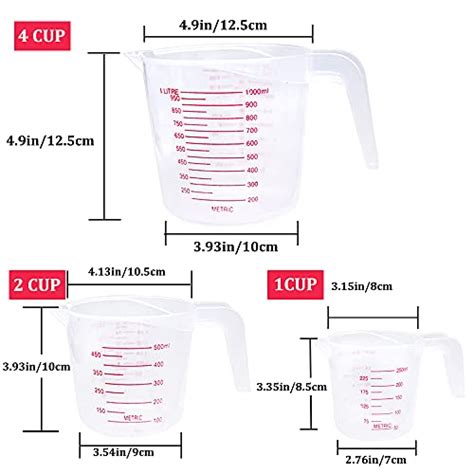 3 Pack Plastic Measuring Cup Setsstackable Clear Heat Resistant Cup For Measure Liquid And