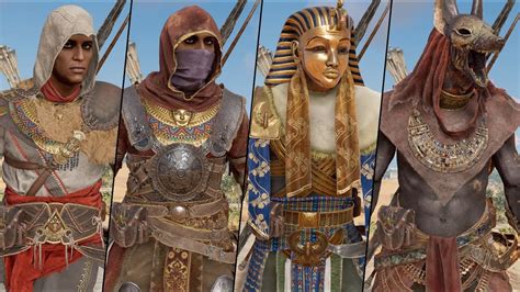 Assassins Creed Origins All Outfits And Armor Upgrades Showcase
